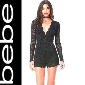 💥HAUNTINGLY BEAUTIFUL💥Vintage Bebe Black Lace Romper